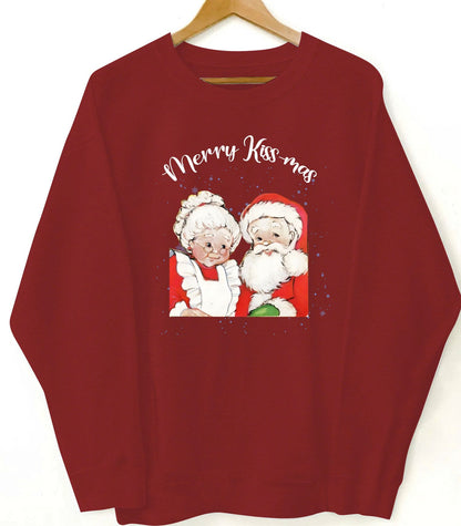 Custom Christmas Sweatshirt – Personalized Santa & Mrs. Claus Graphic Pullover, Funny Holiday Gift with Custom Text Option, Cozy Unisex Crewneck for Couples, Family & Friends