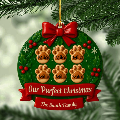 Custom 3D Resin Ornament – Personalized Pet Paw Print Christmas Tree Decoration Family Keepsak