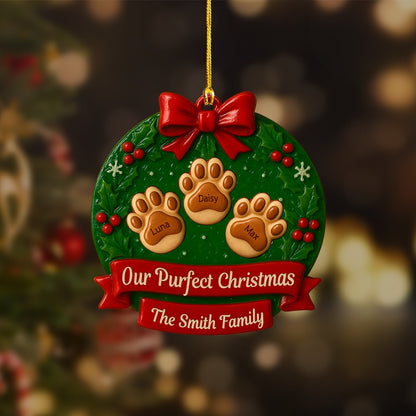 Custom 3D Resin Ornament – Personalized Pet Paw Print Christmas Tree Decoration Family Keepsak