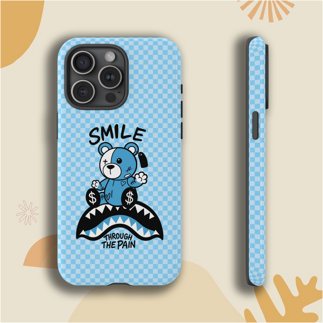 “Smile Through The Pain” Bear Case – Available in Sky Blue, Sunshine Yellow & Aqua Mint – Soft Matte Finish