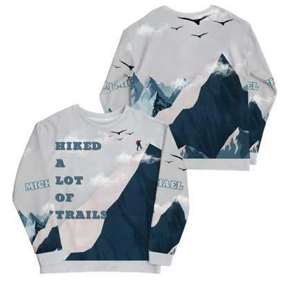 Hiking Mountain Trails 3D Sweatshirt – Personalized Custom Name Outdoor Adventure Gift