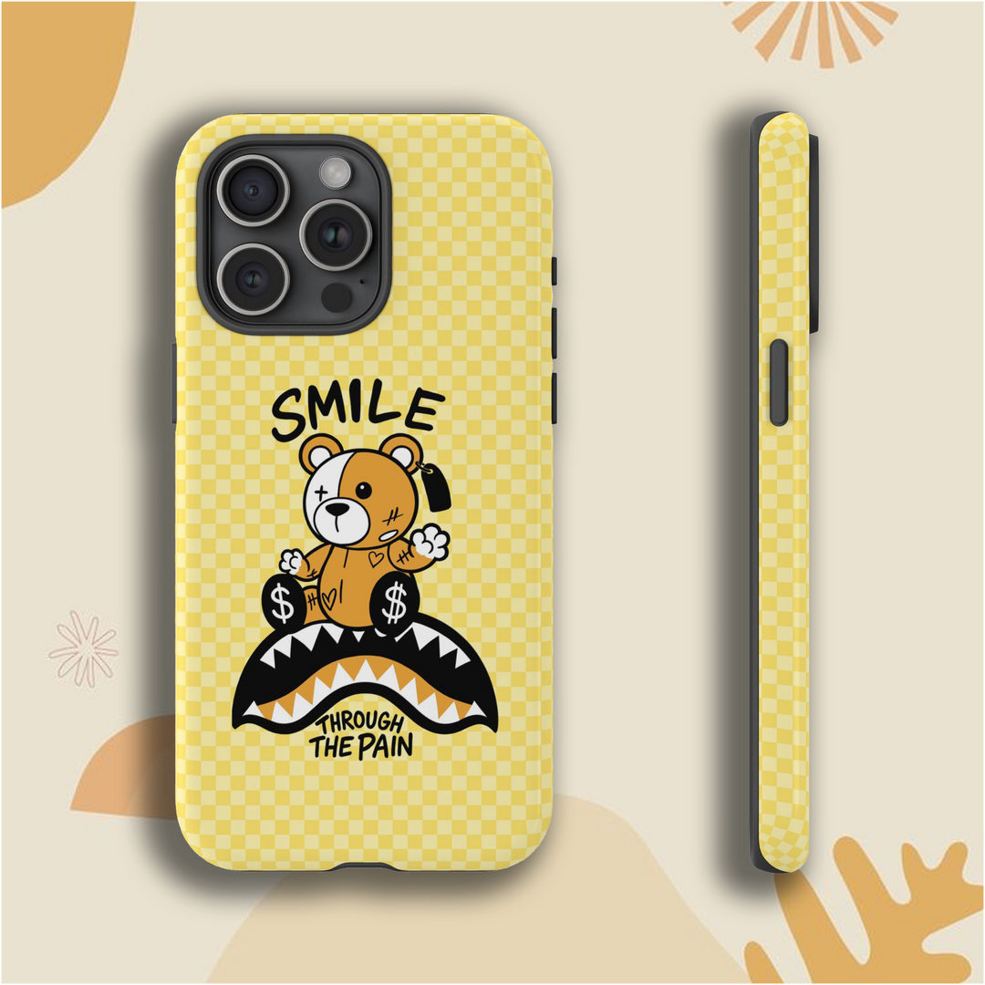 “Smile Through The Pain” Bear Case – Available in Sky Blue, Sunshine Yellow & Aqua Mint – Soft Matte Finish
