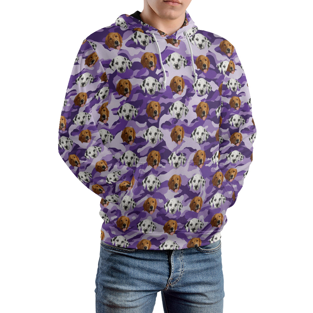 Custom Dog Face Camo Hoodies – Personalized Cute Pet Lover Streetwear in Multiple Colors