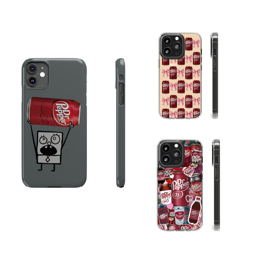 Kawaii Dr Pepper Can Phone Case From iPhone 16 15 14 13 12 11 X Pro Max Plus Samsung Galaxy S24.99 S24 S23 S22 S21 Ultra Plus