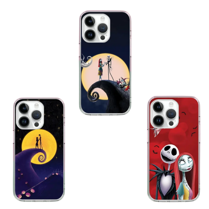 Gothic Love Phone Case – Jack & Sally Couple Cover for iPhone 11 12 13 14 15 16 Pro Max Samsung S22 S23 S24 S24.99 Ultra Plus