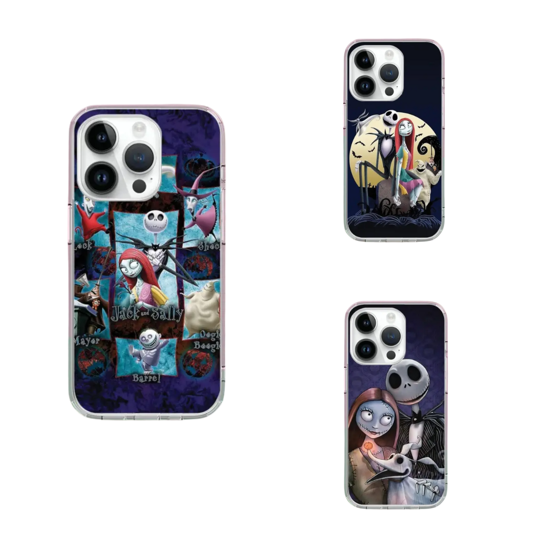 Spooky Couple Phone Case – Cute Halloween Gothic Love Cover for iPhone 11 12 13 14 15 16 Pro Max Samsung S22 S23 S24 S24.99 Ultra Plus