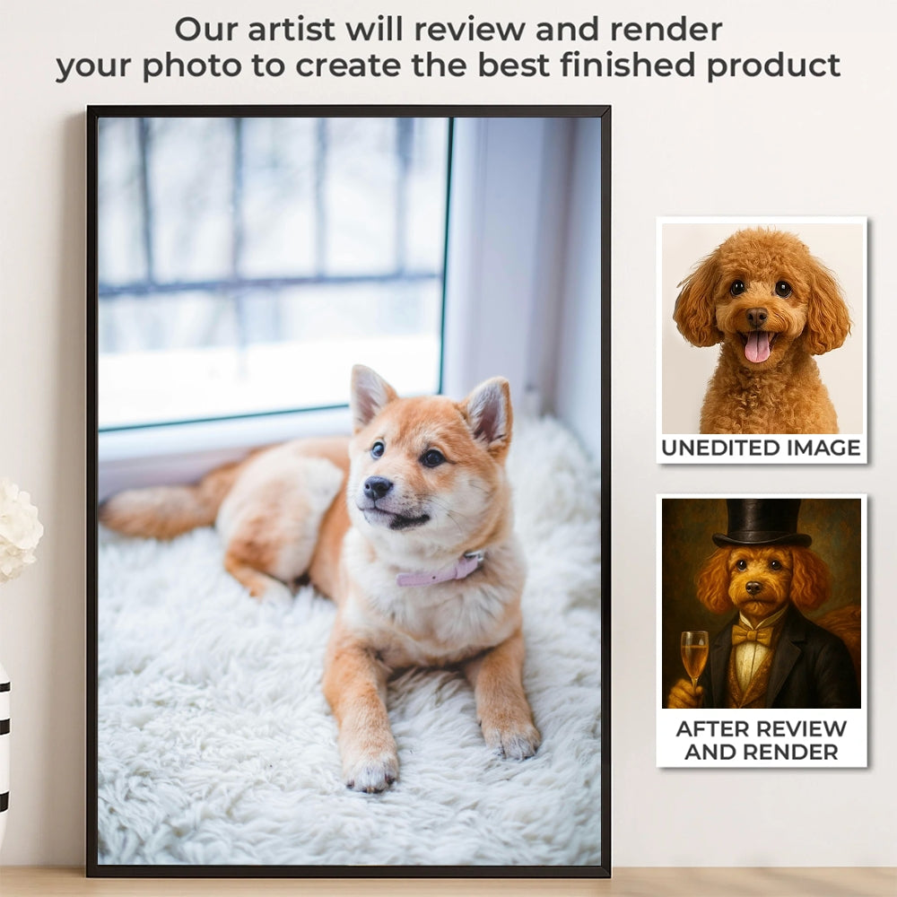 Custom Pet Portrait Vertical Poster – Personalized Gift for Dog & Cat Lovers, Pet Parents – Fine Pet, Finer Style - Poster/Canvas