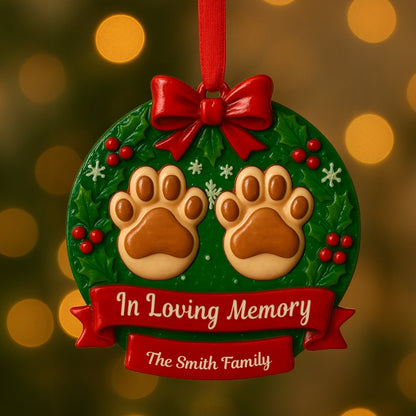 Custom Family Holiday Keepsake - Personalized Pet Paw Print Ceramic Christmas Ornament