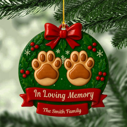 Custom Family Holiday Keepsake - Personalized Pet Paw Print Ceramic Christmas Ornament