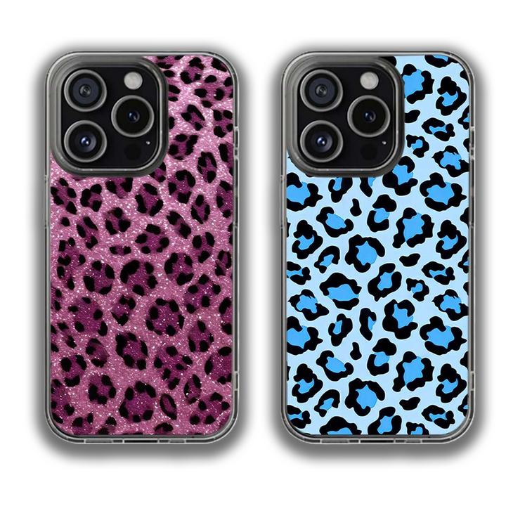 Leopard Print Phone Case Collection – Glittery Pink & Cool Blue