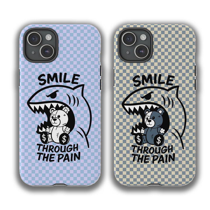 "Smile Through the Pain Shark Bear Phone Case – Compatible with iPhone 11 12 13 14 15 16 Pro Max & Samsung Galaxy Models"