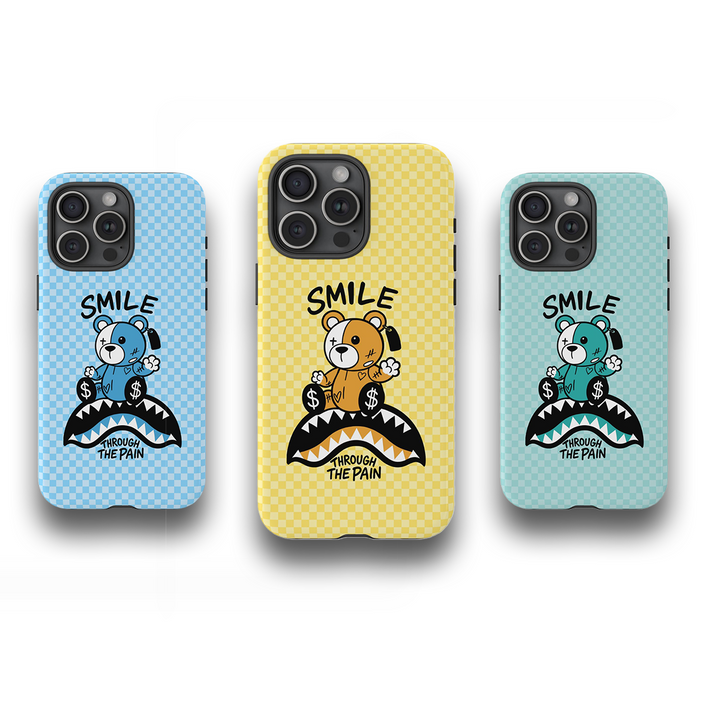 “Smile Through The Pain” Bear Case – Available in Sky Blue, Sunshine Yellow & Aqua Mint – Soft Matte Finish