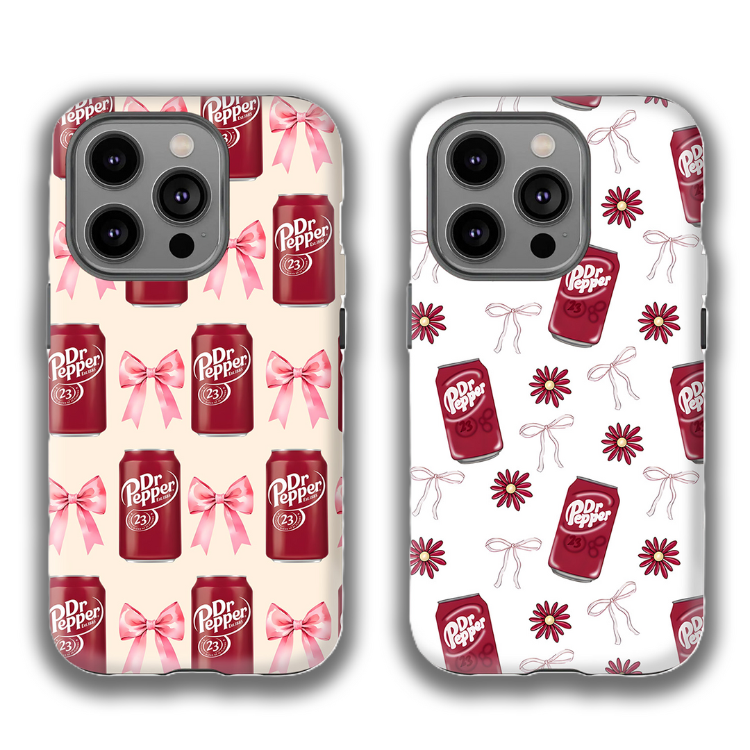 Dr Pepper Phone Case – Pink Bow & Floral Retro Style