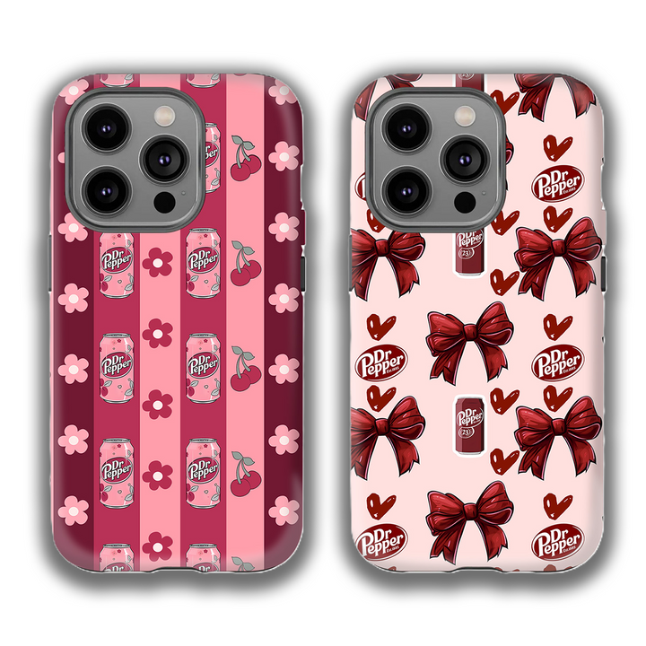 Dr Pepper Aesthetic Phone Case – Cherry Pink & Bow Edition