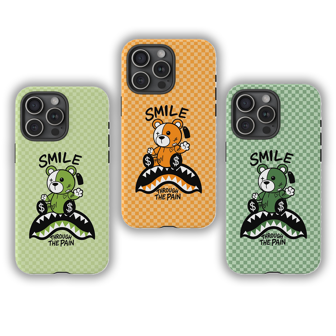 "Smile Through The Pain" Phone Case Collection – Light Green, Bold Orange & Dark Olive Green