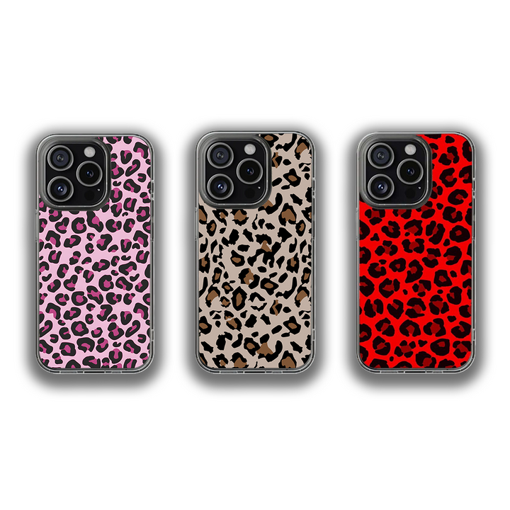 Leopard Print Phone Case Collection – Pink, Beige & Red