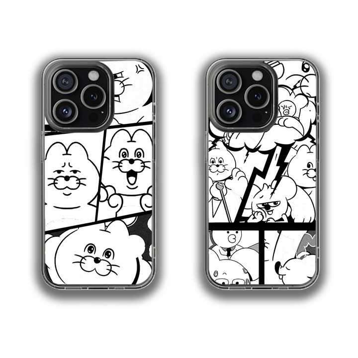 Funny Black White Comic Bunny Phone Case – Cute Cartoon iPhone 11 12 13 14 15 16 Pro Max & Samsung