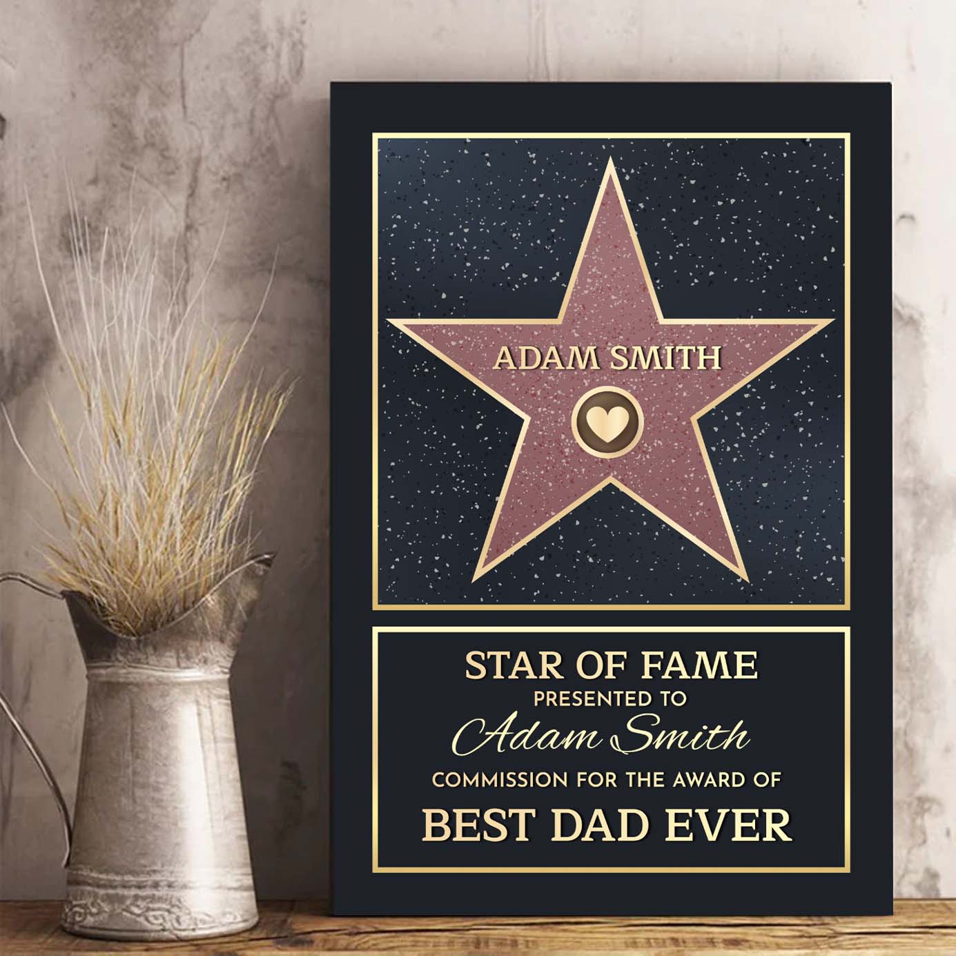 Family Personalized Custom Vertical Poster – Star of Fame, Best Mom, Best Dad of the Year