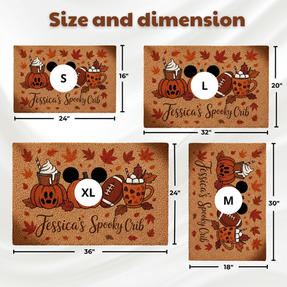 Personalized Halloween Coir Doormat – Pumpkins, Football & Pumpkin Spice Latte | Autumn Porch & Entryway Welcome Mat