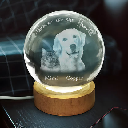 Round Custom Picture Luminous Crystal Night Light – Personalized Memorial Pet Photo Lamp