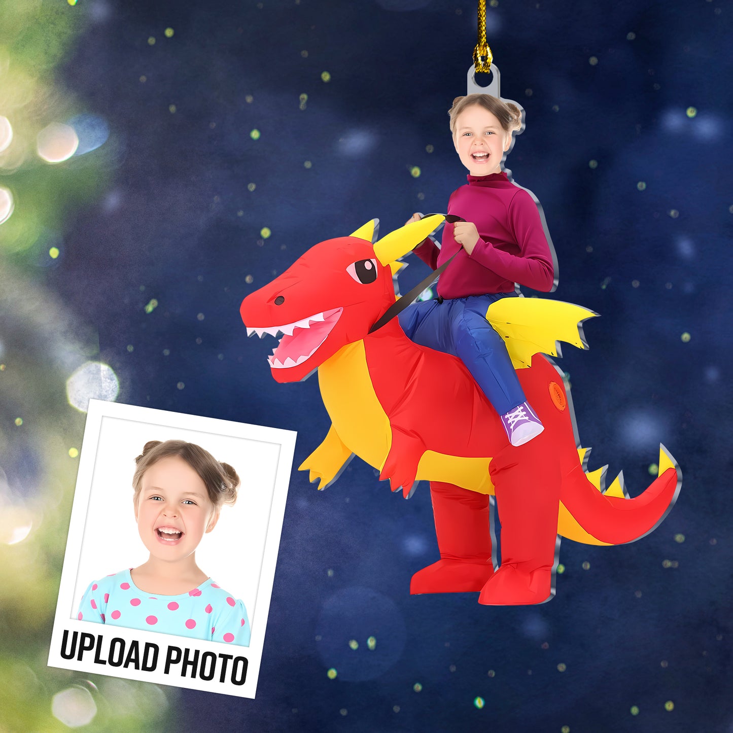 Custom Personalized Kid Dinosaur Acrylic Ornament - Personalized Gift for Kids