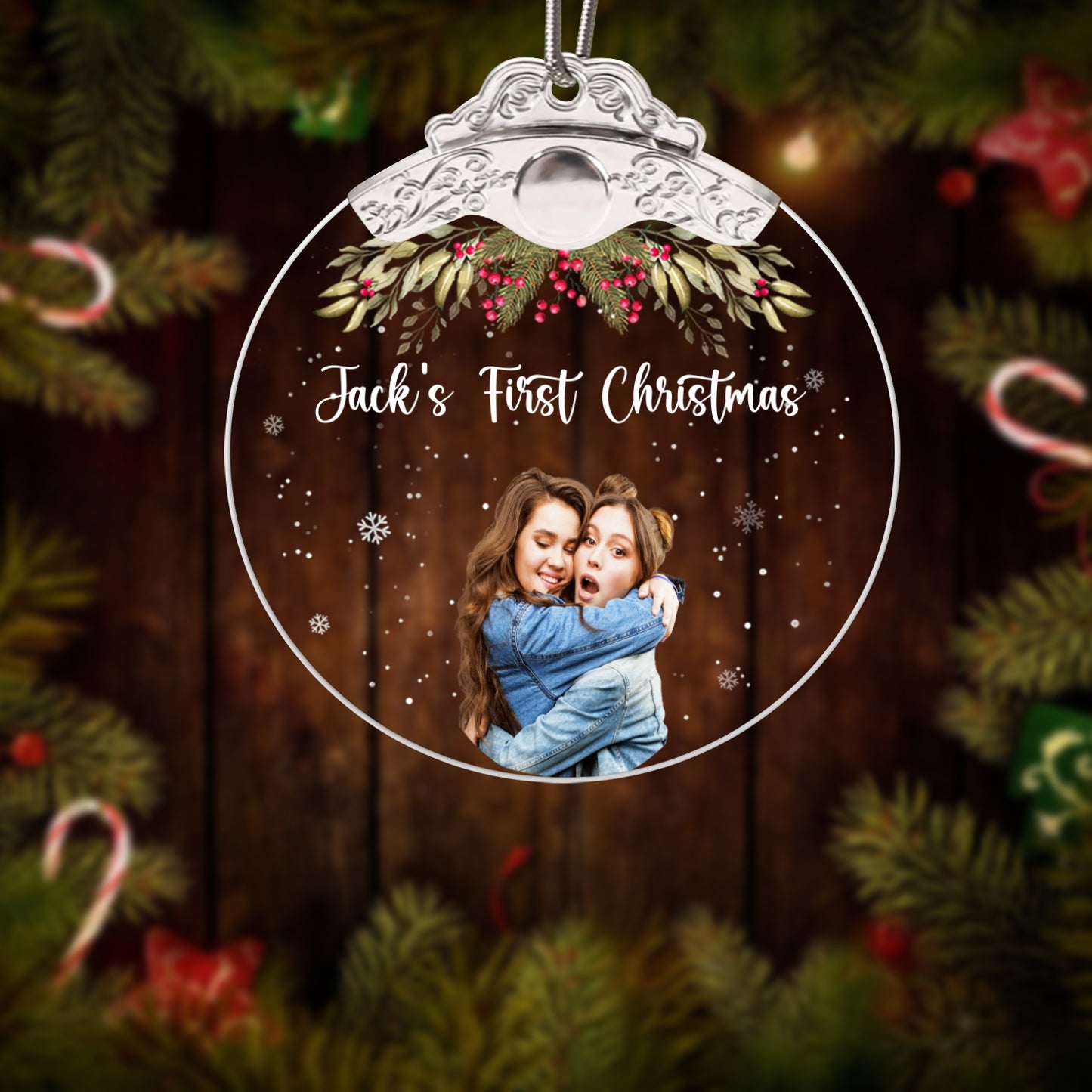 Christmas Ornament – Personalized Custom Photo & Text Holiday Decoration Festive Hanging Ornament Loved Ones