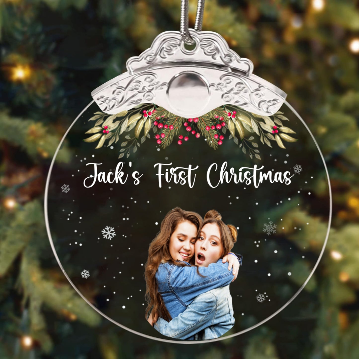 Christmas Ornament – Personalized Custom Photo & Text Holiday Decoration Festive Hanging Ornament Loved Ones
