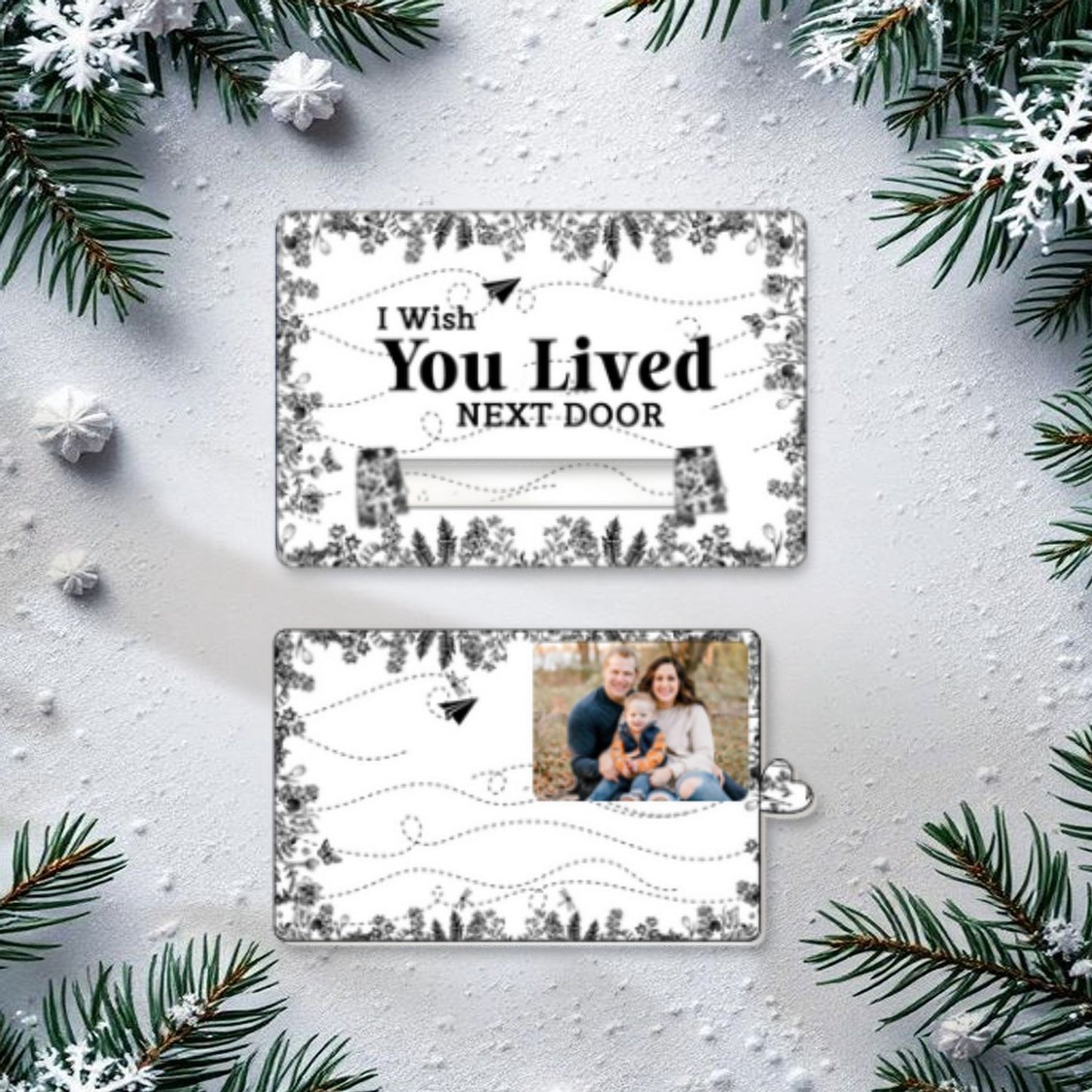 Custom Long Distance Christmas Wooden Gift Card Sleeve – Personalized Photo Gift for Best Friends, Sisters, or Long-Distance Couples