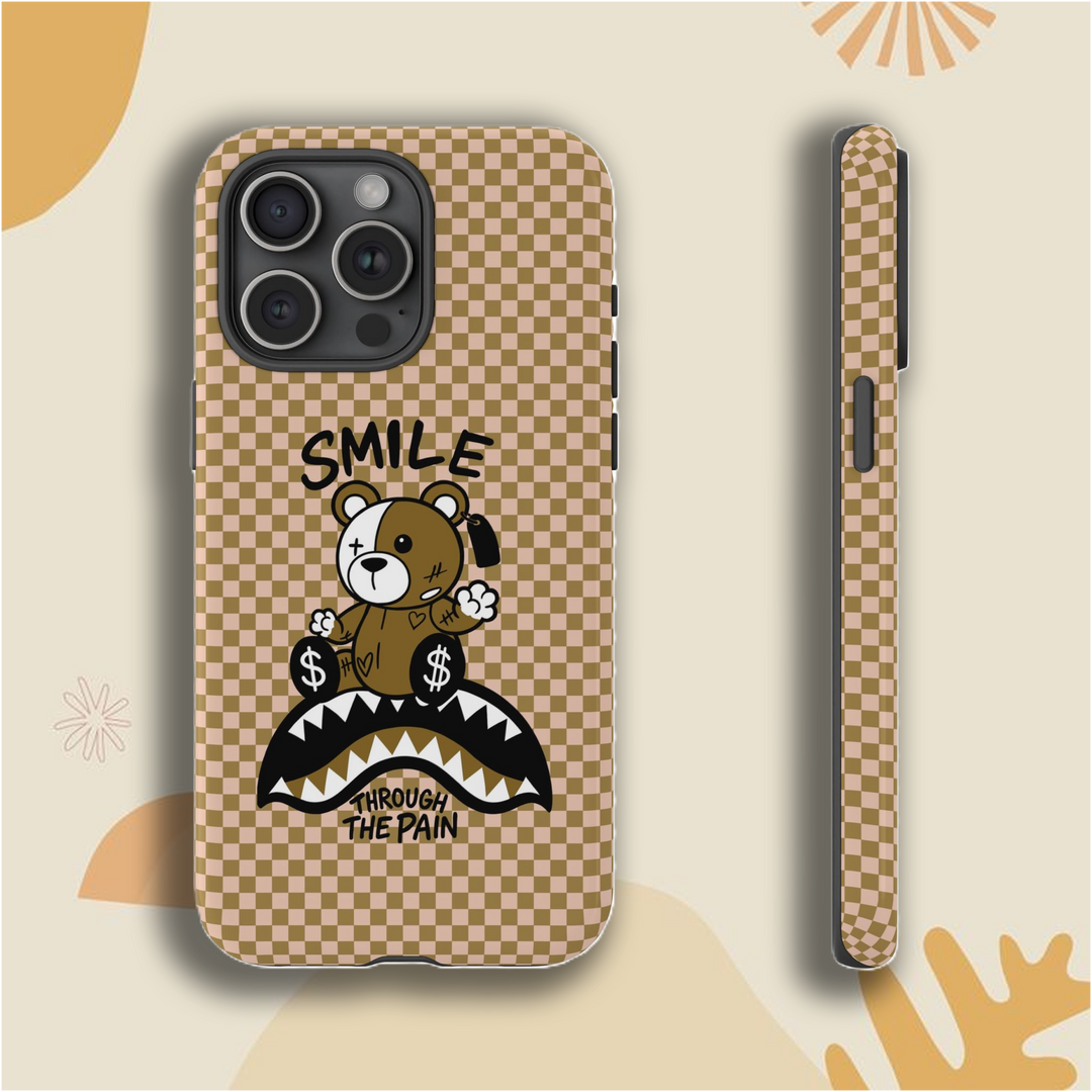 "Smile Through The Pain" Phone Case – Soft Pink & Warm Caramel