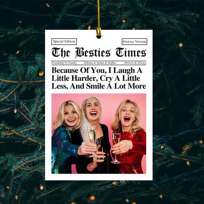Custom Text Friendship Gifts Newspaper - Personalized Acrylic Photo Ornament