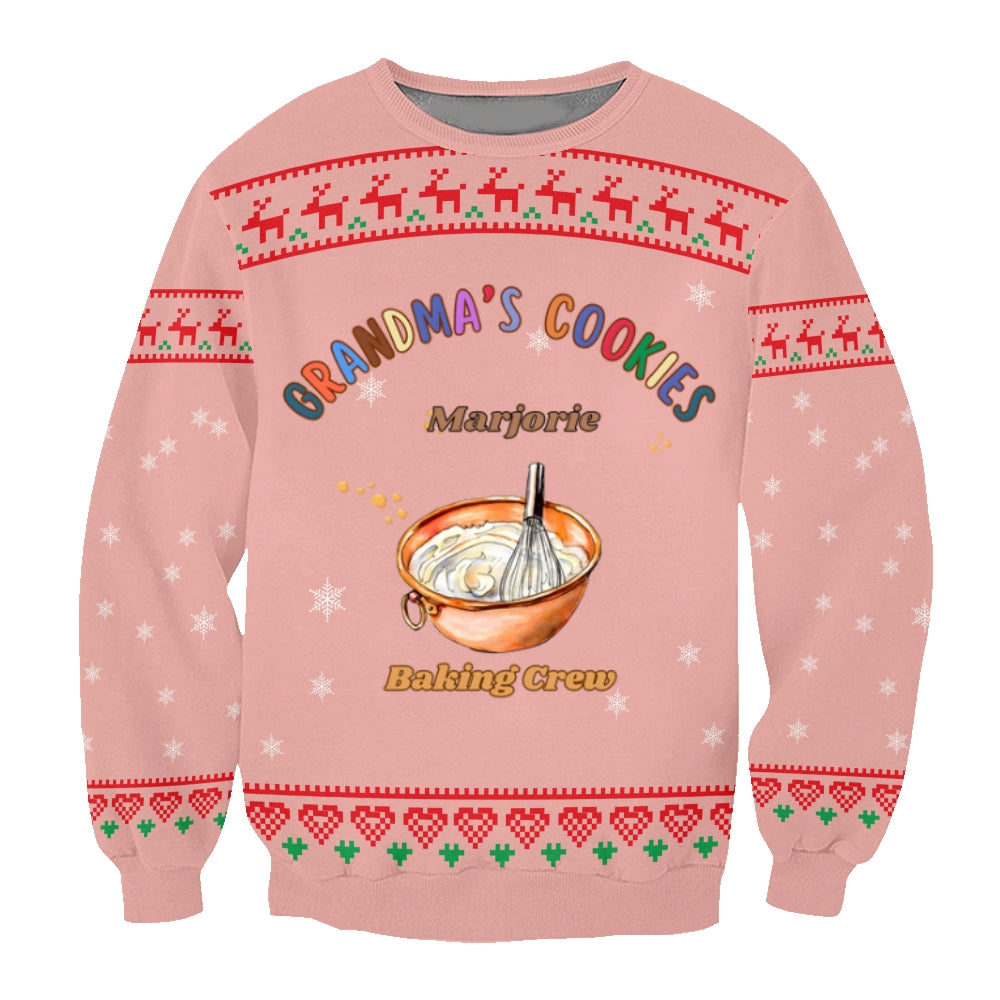 Custom Grandma’s Cookies Christmas Sweater – Personalized Baking Crew Family Name Sweatshirt