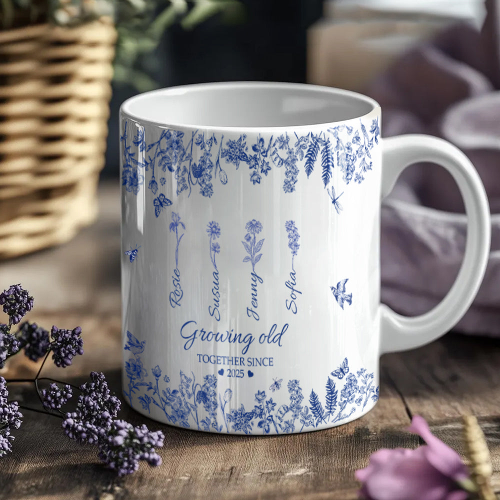 Growing Old Together Flower - Personalized Custom Mug