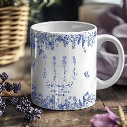 Growing Old Together Flower - Personalized Custom Mug