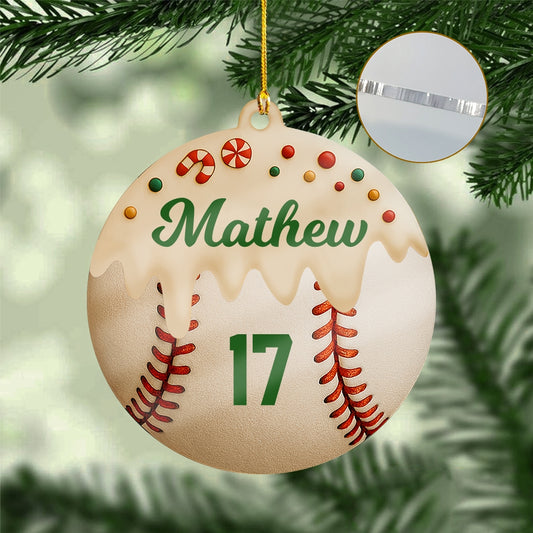 Custom Acrylic Baseball Ornament - Personalized Christmas Gift Decoration for Baseball Players & Fans