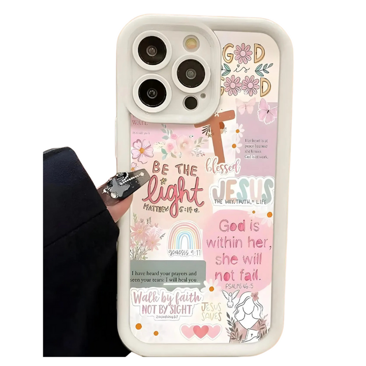 Creative Design Religious Cross Pattern Christian Anti-drop Protective Phone case, Gift for Her, iPhone 16/15/14/13/12/11/8/7, XR, XS, X, Pro Max