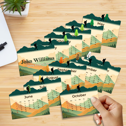 Custom Name Calendar 2026 with Wooden Stand – Personalized Adventure Desk Calendar - Climbing Through The Days