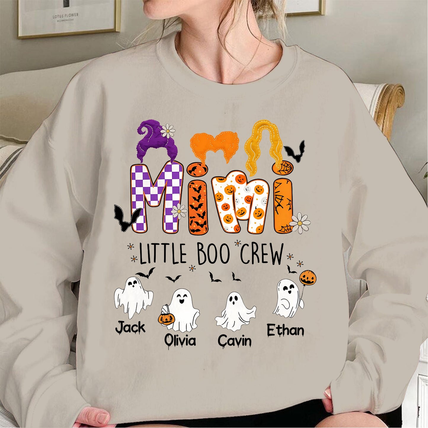Comfort Colors Custom Halloween Grandma SweatShirt, Grandma Boo Crew SweatShirt, Grandma's Bootiful Crew SweatShirt