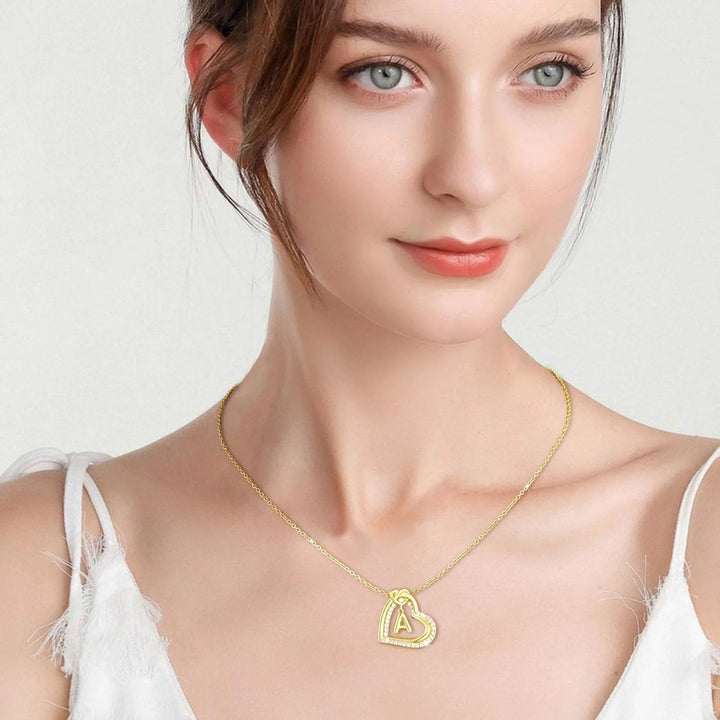 Personalized Minimalist Heart & Name Necklace – Custom Text Jewelry, Perfect Birthday, Anniversary, Engagement, or Wedding Gift