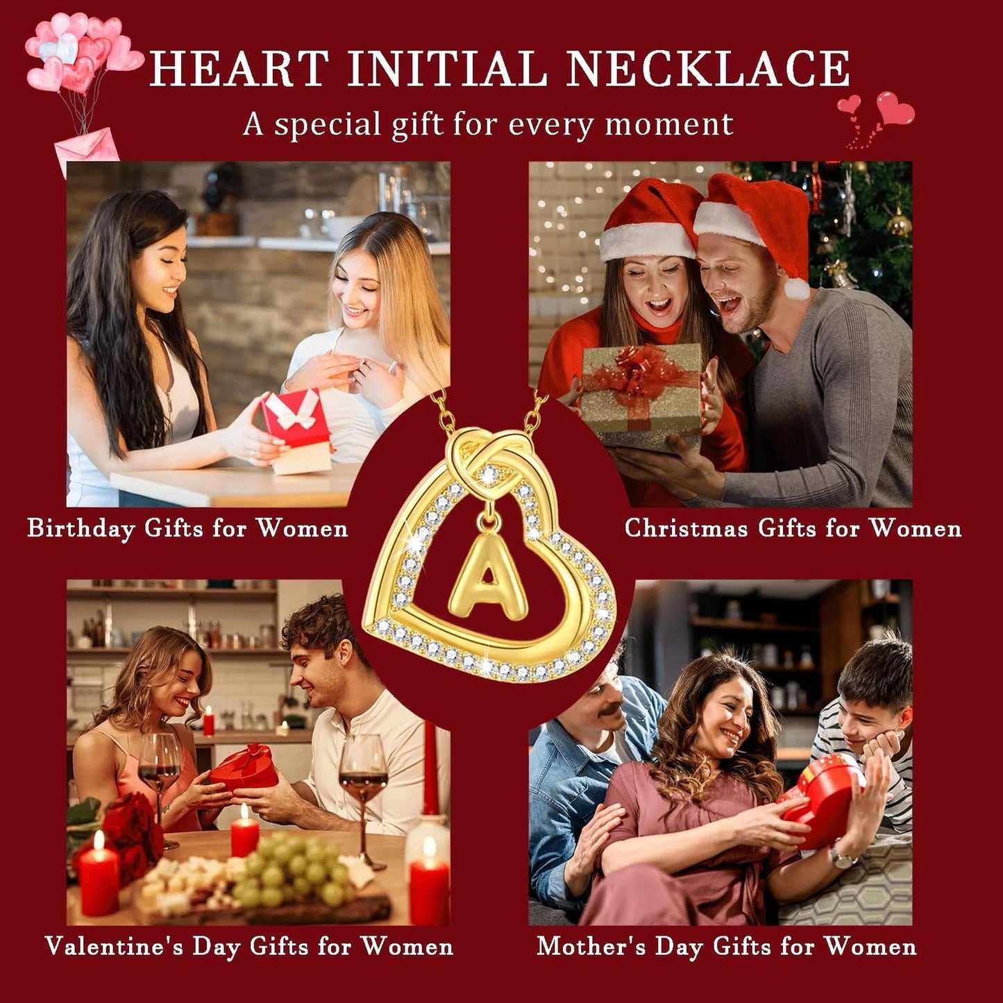 Personalized Minimalist Heart & Name Necklace – Custom Text Jewelry, Perfect Birthday, Anniversary, Engagement, or Wedding Gift