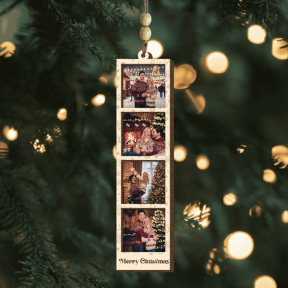 Custom Wooden Photo Ornament with Beads – Personalized Christmas Keepsake Gift for Family, Friends or Couples