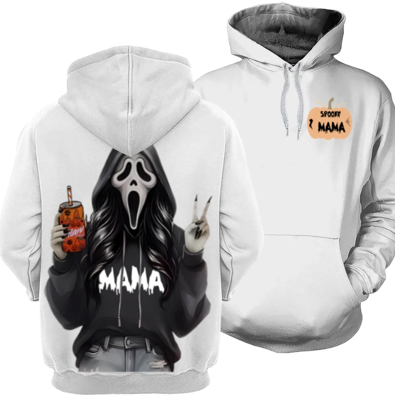 Custom Spooky Hoodie – Personalized Halloween Ghost Face Hoodie with Custom Name