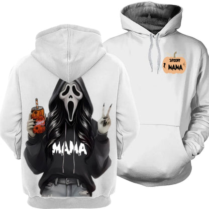 Custom Spooky Hoodie – Personalized Halloween Ghost Face Hoodie with Custom Name