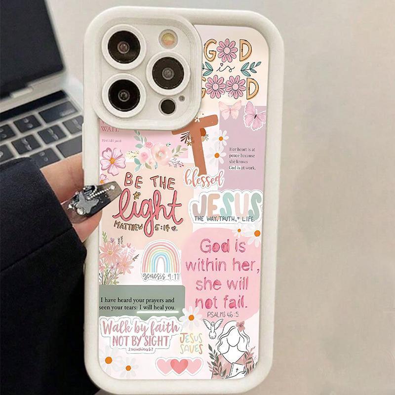 Creative Design Religious Cross Pattern Christian Anti-drop Protective Phone case, Gift for Her, iPhone 16/15/14/13/12/11/8/7, XR, XS, X, Pro Max