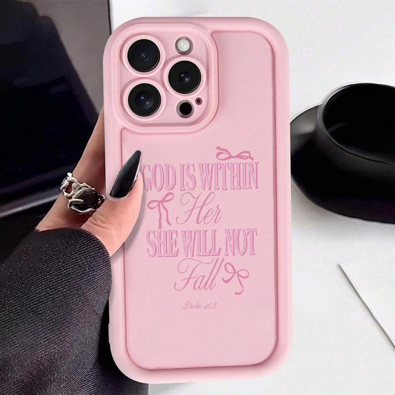 Pink Bow Christian Girl Jesus God Is Within Her, She Will Not Fall Anti-drop pattern Phone Case shockproof For iPhone X 11 12 13 14 15 16 Pro Max Plus