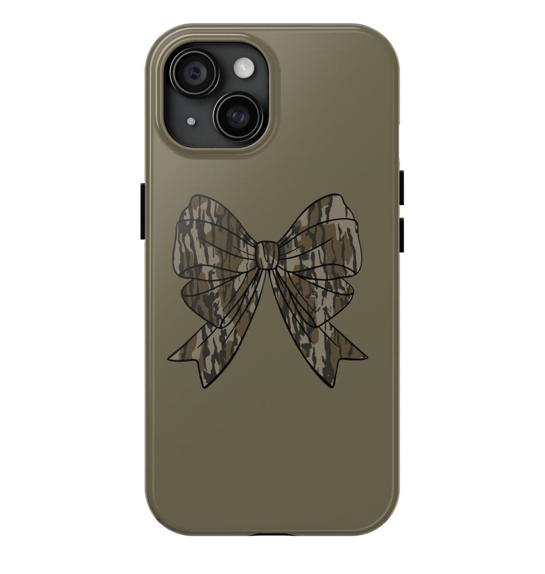 Camo Camouflage Coquette Bow Couple Tough Phone Case, Real Hunting For iPhone X 11 12 13 14 15 16 Pro Max Plus