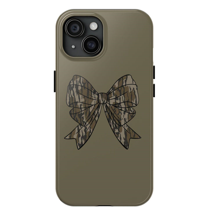 Camo Camouflage Coquette Bow Couple Tough Phone Case, Real Hunting For iPhone X 11 12 13 14 15 16 Pro Max Plus