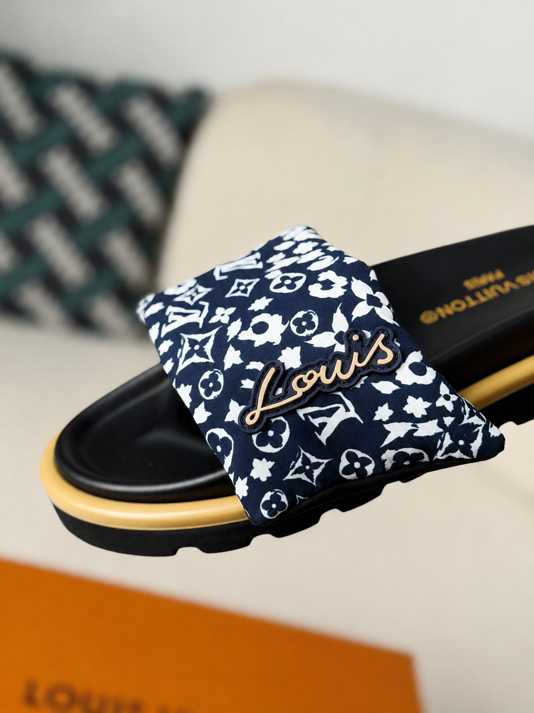 LV Pool Pillow Flat Comfort Mule Blue