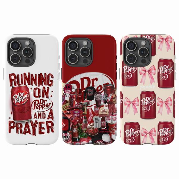 Dr Pepper Red Soda Tough Phone case, Stylish Gift, For iPhone 16/15/14/13/12/11/8/7, XR, XS, X, Pro Max, Samsung Galaxy S24/ S24.99aesthetic case