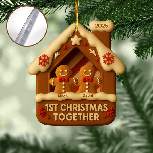 Custom Gingerbread Couple Ornament – Personalized 2-Layer Acrylic Anniversary Gift, First Christmas Together