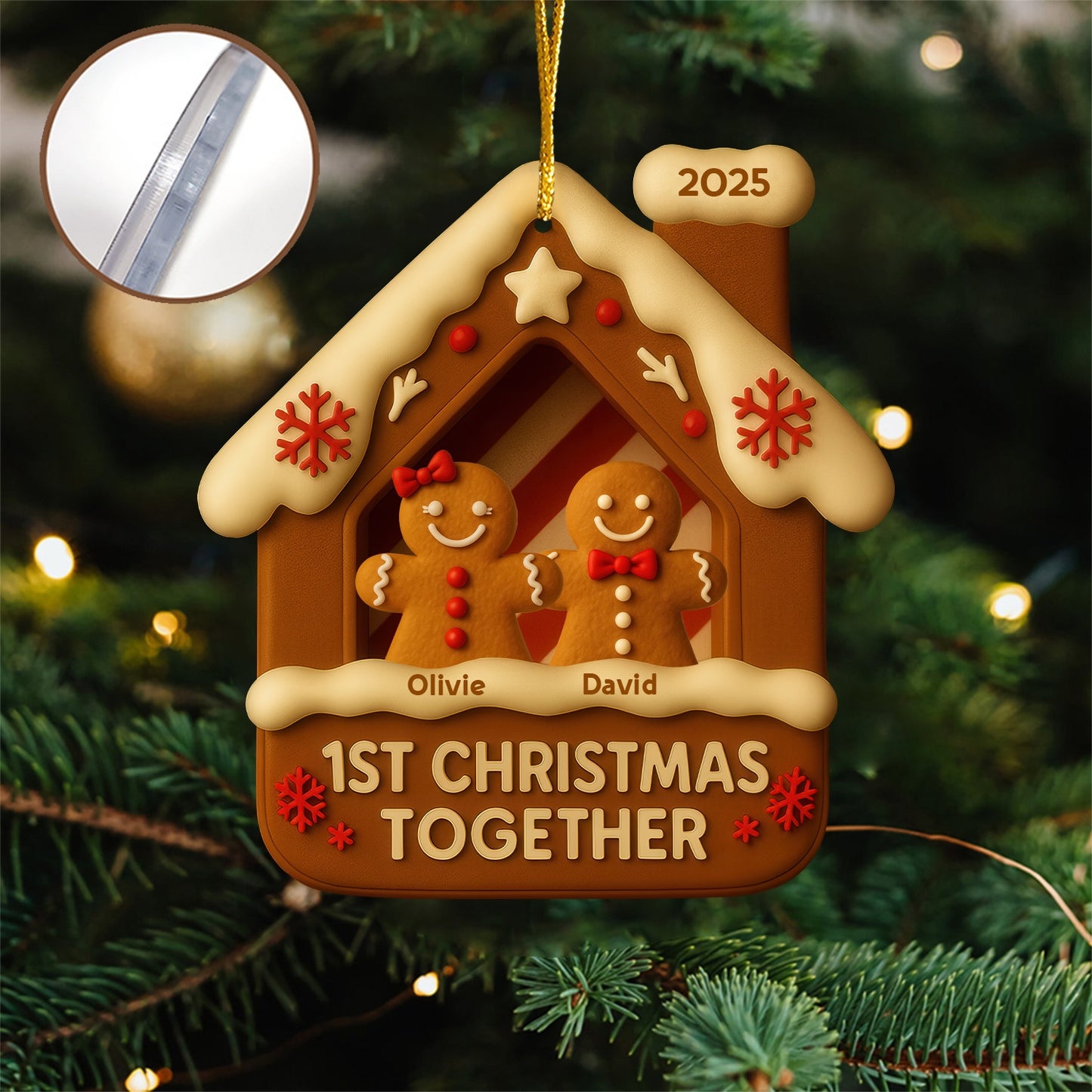 Custom Gingerbread Couple Ornament – Personalized 2-Layer Acrylic Anniversary Gift, First Christmas Together